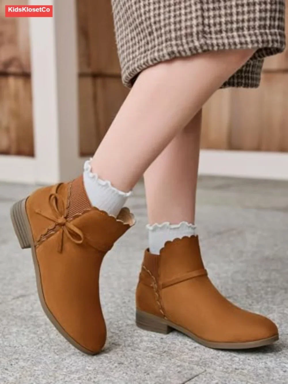 Girls Toddler Ankle Boots Pull On Low Chunky Heel Fall Dress Booties
